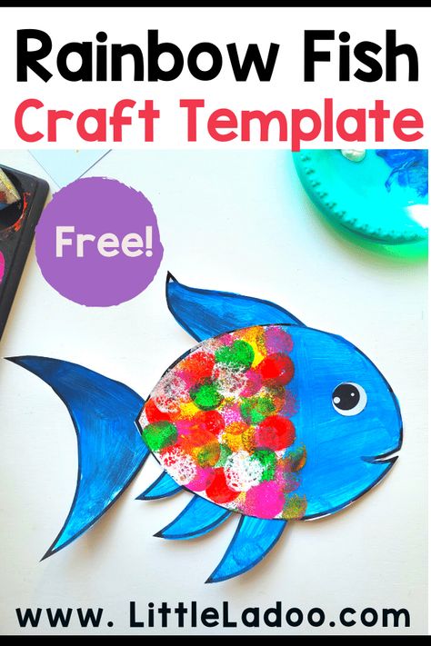 Rainbow Fish Printable, Rainbow Fish Template, Rainbow Fish Craft, Rainbow Fish Story, Fish Crafts Preschool, Rainbow Fish Activities, Rainbow Fish Crafts, Ocean Magic, Fish Craft