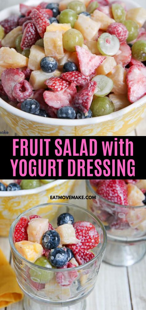 Fruit Salad With Greek Yogurt Dressing, Fruit Salads Healthy, Fruit Salad Yogurt Dressing, Fruit Salad With Yogurt Dressing, Fruit Salad Recipe With Yogurt, Fruit Salad With Yogurt Cool Whip, Low Cal Fruit Salad, Fruit Salad Yogurt, High Protein Fruit Salad