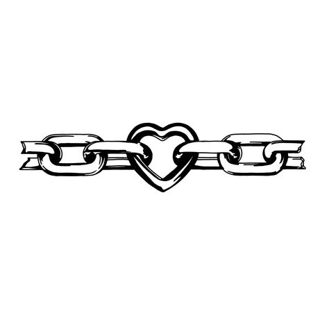 Heart With Chains Drawings, Cadenas Tattoo, Heart Chain Tattoo, Chain Tattoo Design, Tattoo Chain, Chain Drawing, Side Thigh Tattoos, Chain Tattoo, Petit Tattoo