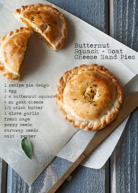 Butternut Squash Goat Cheese Hand Pies — Style Sweet Gf Crust, Thanksgiving Starters, Butternut Squash Goat Cheese, Squash Goat Cheese, Cheese Hand Pies, Savory Pastries, Squash Pie, Sweet Pies, Hand Pie