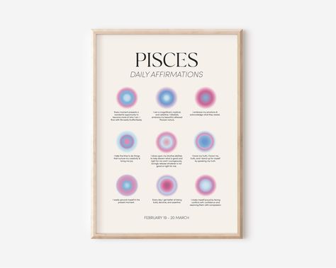 Pisces Room Decor, Pisces Gift Ideas, Pices Poster, Pisces Wall Art, Pisces Poster, Pisces Compatibility, Pisces Astrology, Zodiac Wall Art, Zodiac Poster