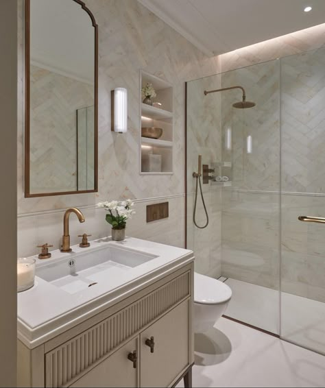 Small Narrow Bathroom, Small Space Bathroom Design, Sophie Paterson Interiors, Luxury Spa Bathroom, Restroom Remodel, Small Bathroom Interior, Narrow Bathroom, Space Bathroom, Small Space Bathroom