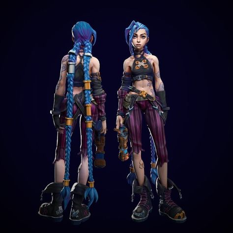 Jinx Cosplay, Jinx League Of Legends, League Of Legends Characters, Doodle Art Drawing, Game Props, Character Modeling, Sketchbook Art Inspiration, How To Draw Hair, Cosplay Outfits