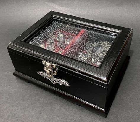 Gothic Jewelry Box, Coffin Jewelry, Gothic Bag, Jewerly Boxes, Gothic Gifts, Goth Home Decor, Goth Decor, Goth Jewelry, The Spider