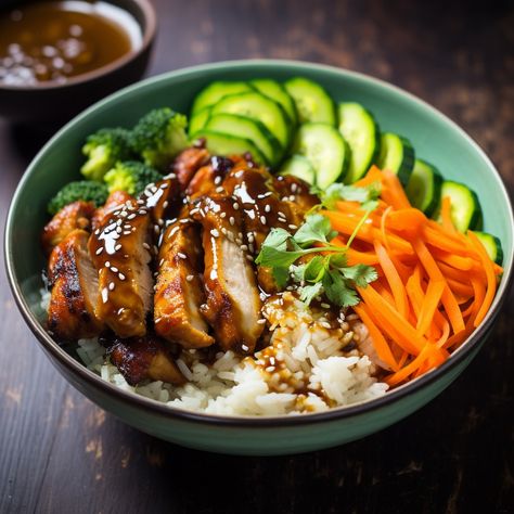 ds0887_Miso-Glazed_Chicken_and_Vegetable_Rice_Bowl_9af28619-52f5-4838-98f8-4e797ea5fed0 Vegetable Rice Bowl, Asparagus On The Grill, How To Grill Asparagus, Grill Asparagus, Asparagus Grilled, Rice Bowls Healthy, Miso Chicken, Grilled Asparagus Recipes, Healthy Bowls Recipes