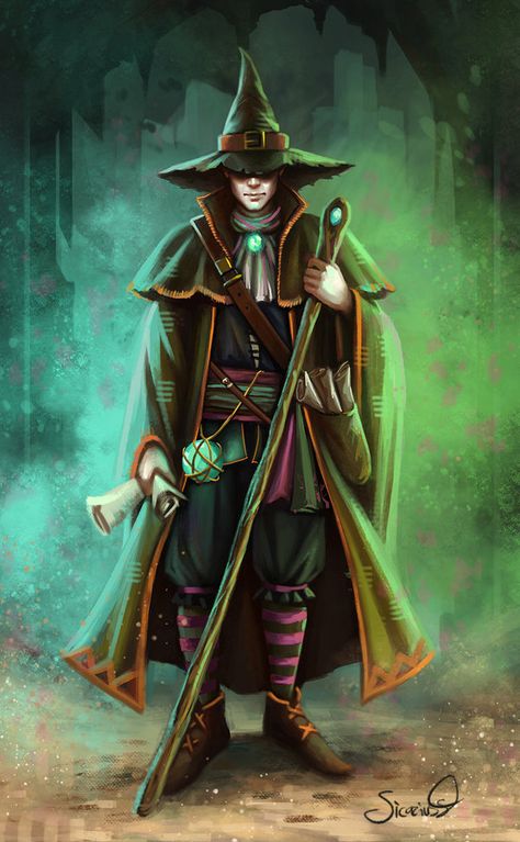 Green Wizard, Fantasy Witch, Magic Man, Witch Art, Medieval Art, Fantasy Rpg, Character Ideas, Character Creation, Dnd Characters