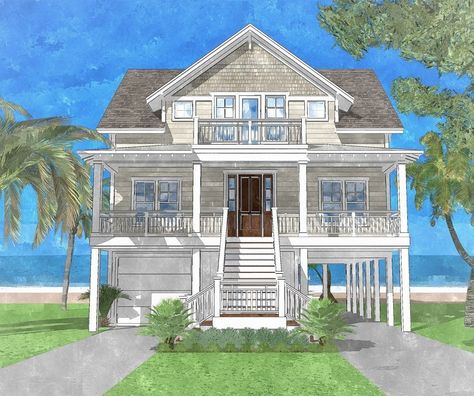 Inverted Floor Plan - Coastal Home Plans Lifted House, Elevated Houses, House Design 3d, Coastal Homes Plans, Beautiful Beach Houses, Beach House Furniture, Cottage Coastal, House Hacks, Coastal House Plans