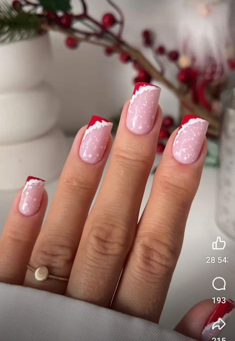 Red And Green Nail Designs, Christmas Nail Tips, Cute Short Christmas Nails, Holiday Nail Designs Winter, Christmas Manicure Ideas, Indigo Nails, Tie Dye Nails, Simple Gel Nails, Work Nails