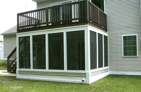 deck on top of garage. upper deck... Enclosed Deck Ideas, Underneath Deck Ideas, Patio Under Decks, Second Story Deck, Under Deck, Deck Framing, Building A Porch, Under Decks, Deck Designs