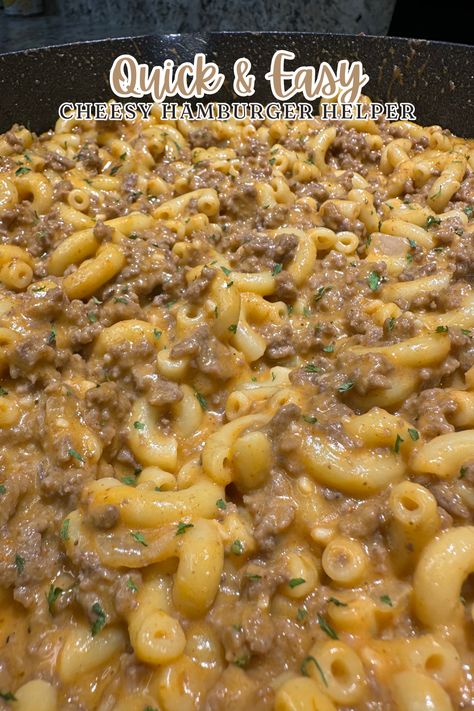 Quick, creamy, and oh-so-cheesy! This Hamburger Helper recipe is a weeknight winner that the whole family will love. Ready in minutes!! Three Cheese Hamburger Helper Recipe, Cheese Burger Hamburger Helper, Home Made Hamburger Helper Cheesy, Hamberburger Helper Recipes, Hamburg Helper, Cheesy Hamburger Helper, Sloppy Joes Pasta, Cheesy Sloppy Joes, Hamburger Helper Recipe