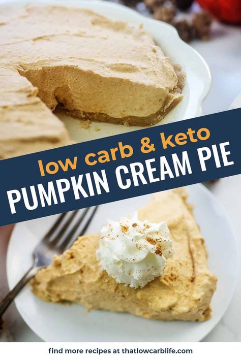 No Bake Pumpkin Pie - and it's keto! This pie is so creamy and so easy! #keto #lowcarb #pumpkin #pie Keto Receipts, Keto Pies, Autumn Desserts, Pumpkin Cream Pie, Keto Thanksgiving, No Bake Pumpkin, Keto Pumpkin Pie, Bake Pumpkin, Scd Recipes