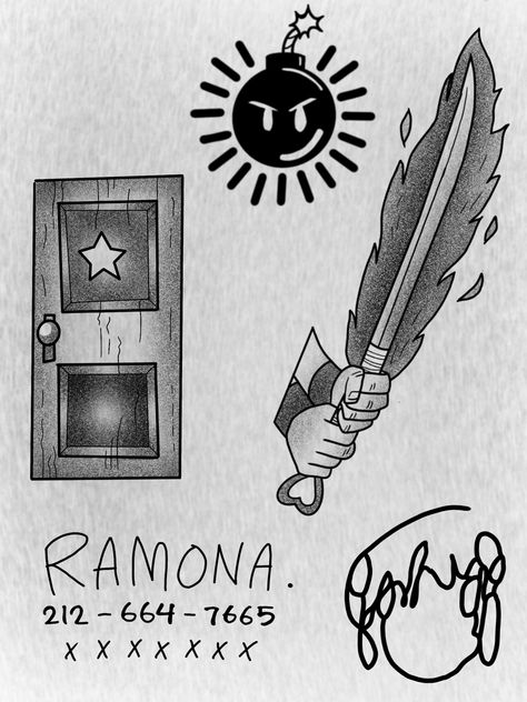 Tattoo design, tattoo inspo Scott Pilgrim Vs The World Tattoo Ideas, Scott Pilgrim Vs The World Tattoo, Scott Pilgrim Tattoo Ideas, Scott Pilgrim Tattoo, Pilgrim Tattoo, Fandom Tattoos, Patchwork Tattoo Ideas, Nerd Tattoo, Patchwork Tattoo