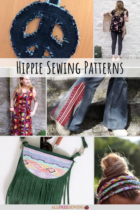 Hippie sewing patterns bring a past era back to the spotlight. Find hippie clothing patterns and accessories, along with retro home decor projects. Diy Hippie Clothes, Toddler Ruffle Pants, Wrap Skirt Tutorial, Power Fashion, Maxi Dress Tutorials, Flower Power Fashion, Diy Maxi Dress, Make Your Own Clothes, Hippie Look