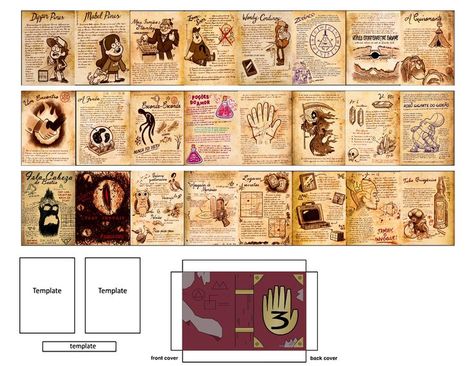 Gravity Falls Journal 3 All Pages, Mini Records Printable, Paper Craft Miniature, Gravity Falls Papercraft, Mini Manga Template, Gravity Falls Crafts, Mini Books Template, Journal 3 Gravity Falls, Gravity Falls Book 3