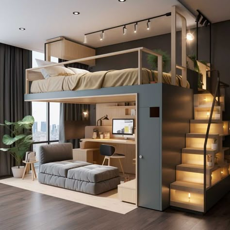 How to Choose the Right Loft Bed for Your Teen's Needs • 333k+ Inspiring Lifestyle Ideas Loft Bed Ideas For Small Rooms, Loft Beds For Teens, Unique Bed Design, Loft Beds For Small Rooms, Modern Loft Bed, Small Bedroom Makeover, Bloxburg Basement, Small Bedroom Organization, Beds For Small Rooms