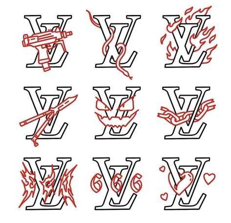 Louis Vuitton Tattoo, Chest Tattoo Stencils, Word Tattoo Ideas, Tato Flash, Abstract Tattoo Ideas, Flash Sheets, Half Sleeve Tattoos Drawings, Word Tattoo, Gangsta Tattoos