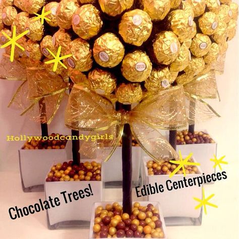 Ferrero Rocher Holiday Chocolate Brown,Gold Candy Arrangement Topiary Favors Centerpiece, Candy Buffet Decor, Wedding, Mitzvah, Gold Candy Bar, 50th Party Favors, Candy Centerpiece, Rainbow Party Favors, Ferrero Rocher Chocolate, Edible Centerpieces, Lollipop Tree, Rocher Chocolate, Candy Arrangements