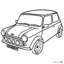 Mini Car Tattoo, Mini Cooper Tattoo, Mini Car Drawing, Mini Cooper Sketch, Mini Cooper Blueprint, Mini Cooper Graphics, Vintage Car Outline, Mini Cooper Models, Mini Cooper Automatic