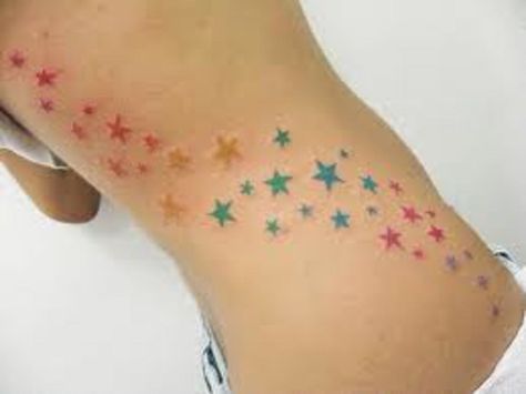 Colored Stars Tattoo, Colourful Star Tattoo, Filler Stars Tattoo, Colour Star Tattoo, Rainbow Stars Tattoo, Colorful Stars Tattoo, Colorful Star Tattoos, Rainbow Star Tattoo, Star Tats