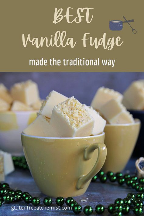 The BEST Vanilla Fudge. Made the traditional way… It’s rich, smooth and decadently creamy. Easy to make and perfect to give as a gift. #fudge #vanilla #homemade #traditionalfudge #realfudge #sweets #confectionary #vanillafudge #glutenfree #foodgifts via @gfalchemist Vanilla Fudge Recipe, Vanilla Fudge Recipes, Vanilla Homemade, Christmas Fudge, Vanilla Fudge, Vanilla Recipes, Lemon Dessert Recipes, New Year's Eve Recipes, Chocolate Cream Cheese