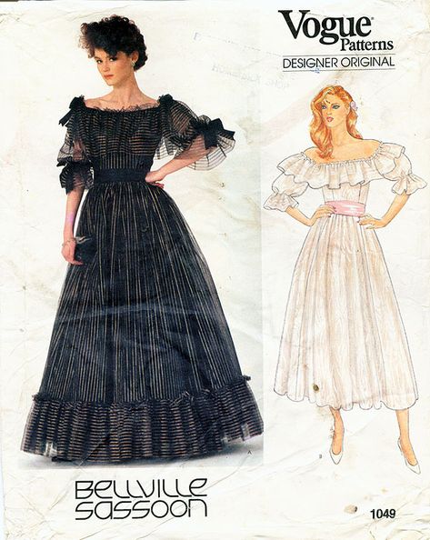 Vintage Wedding Dress Pattern, 80’s Dresses, Bellville Sassoon, Vintage Dress Sewing Patterns, Envelope Paper, Pattern Sheets, Vintage Vogue Patterns, Vintage Vogue Sewing Patterns, 80s Prom Dress