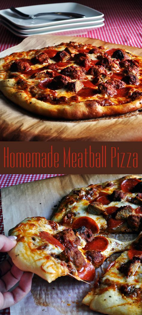 Meatball Pizza Recipes, Pizza Creative, Pizza Stromboli, Easy Homemade Pizza Dough, Juicy Meatballs, Veggie Pot Pie, Pizza Buffet, Homemade Pizza Dough Easy, Meatball Pizza