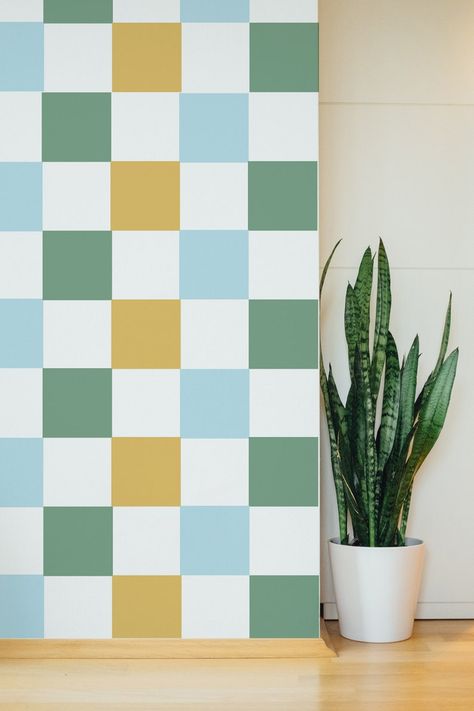 Choose your colors, choose your size! Create a checkerboard wall by just peeling and sticking these square decals to your wall! No paint, no mess! Diy Checkerboard, Checkerboard Wall, Checkered Wall, Checkerboard Wallpaper, Not Wallpaper, Check Please, Color Checker, Kitchen Diy Makeover, Fabric Wall Decals