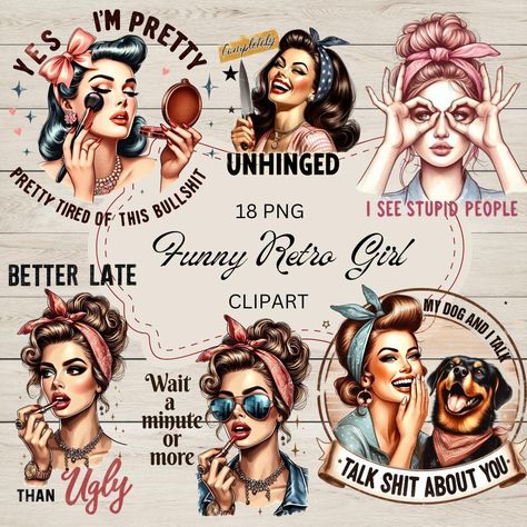 Sublimation Quotes, Clip Art Design, Rockabilly Art, Retro Girl, Retro Girls, Clip Arts, Vintage Pin Up, Png Transparent Background, Up Girl