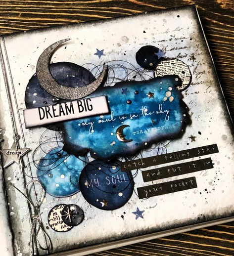 Night Starry Sky, Buch Design, Moon Journal, Bulletin Journal Ideas, Art Journal Cover, Diy Journal Books, Sky Night, Bullet Journal Diy, Art Journal Therapy