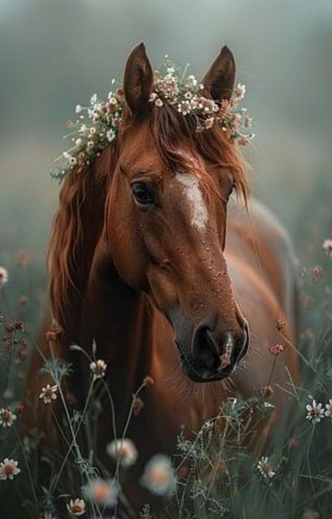 Cute Horse Aesthetic, Aesthetic Horses, Aesthetic Horse, Horse Flower, Wild Horses Photography, Horse Brown, Horse Poster, Beautiful Horses Photography, Horse Paintings