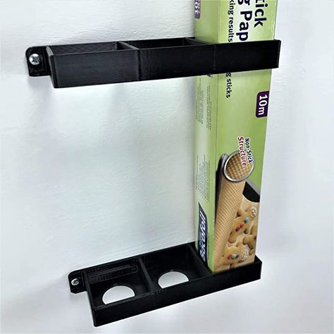 Tin Foil/Cling Film/Grease Proof Paper Mount Bracket Holder Organiser for Kitchen Cupboard Storage Vertical Mount White : Amazon.co.uk: Home & Kitchen Cling Film Storage, Kitchen Cupboard Storage, Kitchen Wrap, Tin Foil, Cling Wrap, Cling Film, Command Strips, Cupboard Doors, Double Sided Adhesive