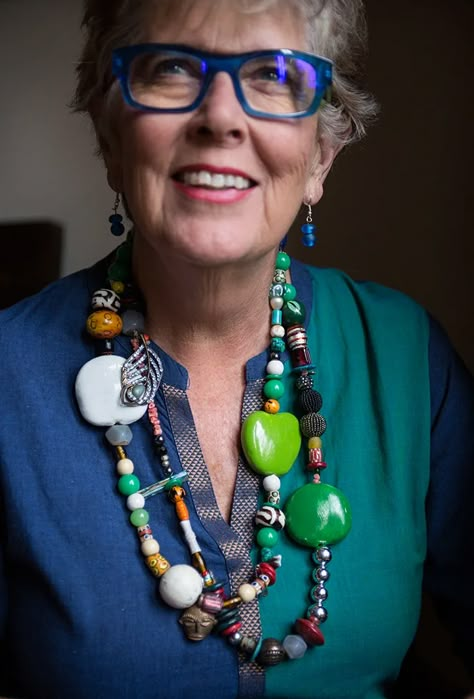 Prue Leith, Newspaper Gift, Colourful Jewellery, Bold Statement Necklaces, Bake Off, Ageless Style, Financial Times, Colorful Jewelry, Bead Designs