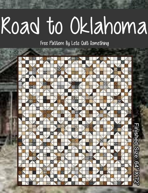 Free Quilt Pattern: Road To Oklahoma Jelly Roll Road To Oklahoma Quilt, Simple Quilts, Jelly Roll Patterns, Neutral Quilt, Block Quilts, Jelly Roll Quilt Patterns, Scrappy Quilt Patterns, Half Square Triangle Quilts, Star Quilt Blocks