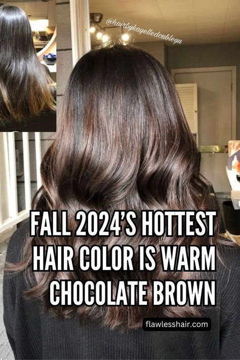 Warm Chocolate Brown Balayage Bronze Brown Hair, Brown Hair For Fall, Warm Chocolate Brown Hair, Chocolate Brown Balayage, Hair For Fall, Chocolate Brown Hair Color, Dramatic Hair, Style For Fall, Hot Hair Colors