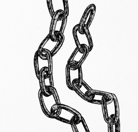 ink drawing of two chains next to each other Chain Art Drawing, Drawing Chains, Chains Illustration, Chain Sketch, Bracelets Drawing, How To Draw Chains, Chain Illustration, Chain Drawing, Chains Aesthetic