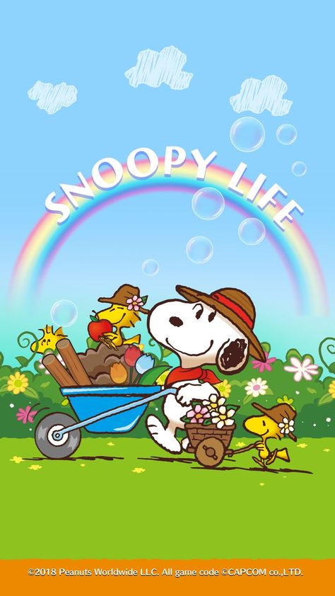 Snoopy Gardening, Snoopy Garden, Snoopy Stickers, Snoopy Art, Charlie Brown Wallpaper, Woodstock Snoopy, Woodstock Peanuts, Wallpaper Kitchen, Snoopy Comics