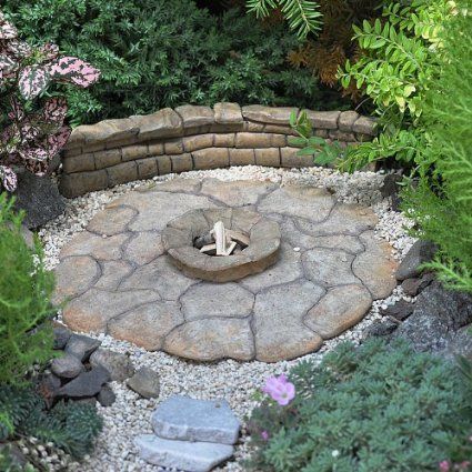 Miniature Fairy Garden Patio Pad, Fire Pit Winter Greenhouse, Wildlife Garden, Miniature Fairy Garden, Faeries Gardens, Blossom Garden, Garden Fire Pit, Fairy Garden Accessories, Outdoor Statues, Deck Garden