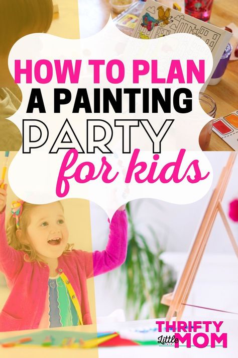 Is your child's favorite subject art? Plan a painting party for kids with these fun ideas. This would be a cute birthday party with friends for girls and boys! Use canvases or even activities from the dollar store. #partyideas #birthday #kids Painting With A Twist Birthday Party, Art 5th Birthday Party, Art Paint Birthday Party, Girls Paint Party Ideas, Birthday Party Art Projects, Painting Birthday Party Ideas For Kids, Art Party Kids Birthday, Diy Paint Party Kids, Paint Birthday Party Ideas For Kids