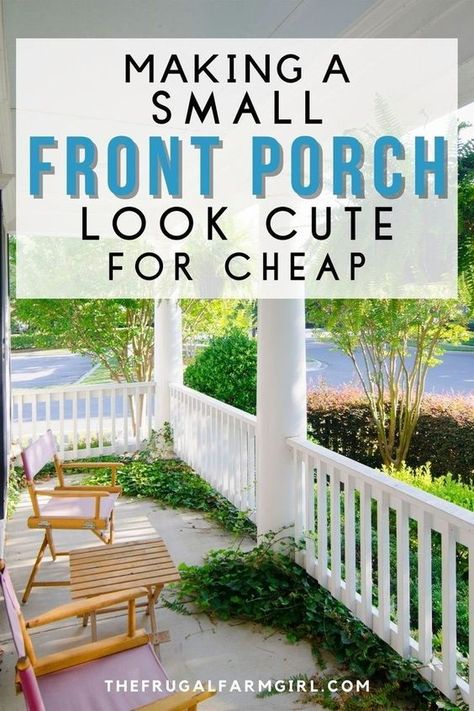 Narrow Front Porch Decorating Ideas, Uncovered Front Porch Ideas, Narrow Front Porch Ideas, Small Front Porch Ideas Entrance, Front Porch Seating Ideas, Small Front Porches Designs, Small Back Porches, Small Front Porch Decor, Porch Appeal