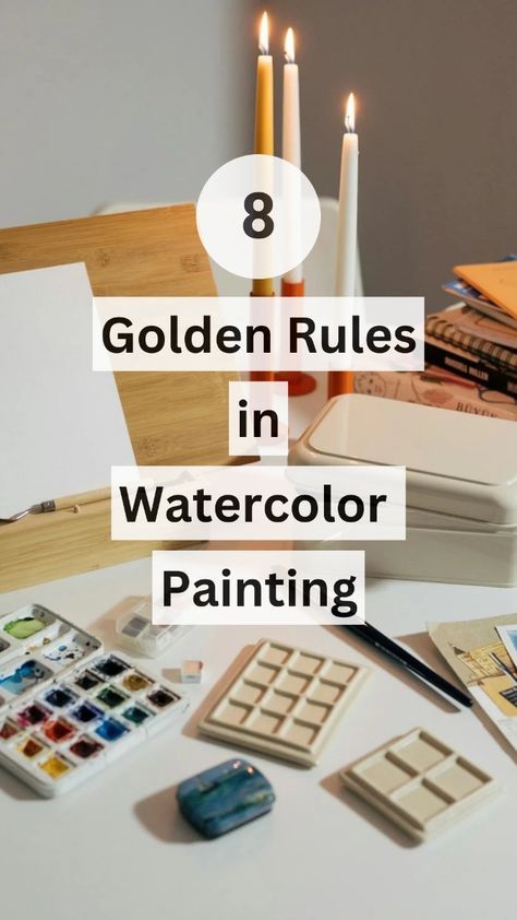 Knowing these 8 golden rules of watercolor painting helps you improve your art skills and the quality of your artwork. Learn the 4 pillars of a good painting. Read blog post via the link in this pin for more details. Aquarelle Pencils Art, Watercolor Art Lessons Step By Step, Watercolor Painting Tips, Watercolor Pencils Techniques, Watercolor Art Inspiration, Beautiful Watercolor Paintings, Watercolour Techniques, Learn Watercolor Painting, Paintings For Beginners