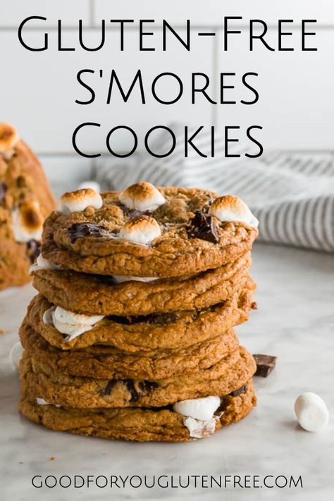 Gluten Free Smores, Smores Cookies Recipes, S Mores Cookies, Recipe Cookies, Gluten Free Cookie Recipes, Smores Cookies, Gf Desserts, Gluten Free Sweets, Gluten Free Treats