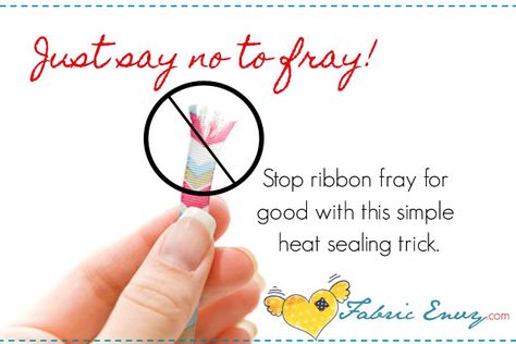 Fabric Envy: Simple Trick to keep your ribbon from fraying for good, from Fabric Envy How To Keep Ribbon From Fraying, Wood Burning Tool, Hair Bow Tutorial, Ribbon Ends, Diy Buttons, Bow Tutorial, Ribbon Bookmarks, Sewing Class, Cheer Mom