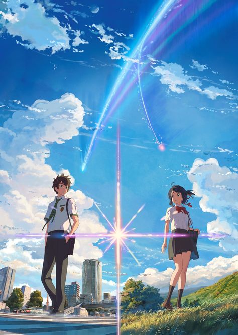 Mitsuha And Taki, Kimi No Na Wa Wallpaper, Your Name Wallpaper, Makoto Shinkai, The Garden Of Words, Streaming Anime, Sky People, Your Name Anime, Anime Expo