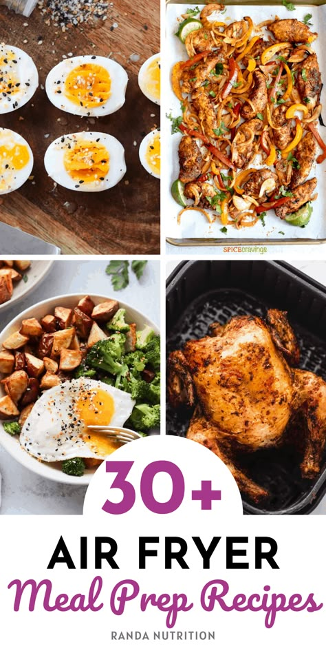 These air fryer meal prep recipes are a great way to batch cook your lunches and dinners for on the go or for a busy week. Healthy recipes can be easy! Includes chicken, shrimp and some vegan options. Meal Prep Air Fryer Chicken, Easy Healthy Meals In Air Fryer, Air Fryer Work Lunch Ideas, Healthy Lunch Meal Prep Air Fryer, Easy And Healthy Air Fryer Recipes, Air Fryer Recipes Chicken Meal Prep, Air Fryer School Lunch Ideas, Healthy Air Fryer Meal Prep, Meal Prep Air Fryer Recipes