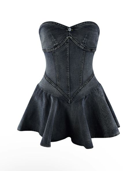 New color alert ‼️ “Denim Balletcore Corset Mini Dress” Tube Mini Dress, Mini Tube Dress, Casual Day Dresses, Corset Mini Dress, Essential Dress, Corset Crop Top, Wedding Dresses Strapless, Long Sleeve Short Dress, Strapless Tops