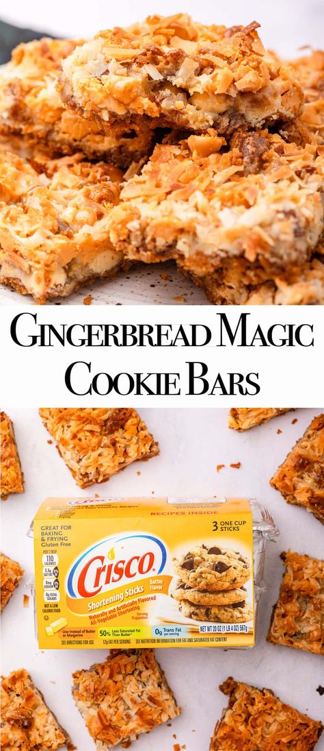 Indulge in the perfect holiday treat with these easy and tasty gingerbread magic cookie bars. With layers of gingerbread, white chocolate, and coconut, these bars are sure to be a hit at any gathering. Gingerbread Cookie Bars, Magic Cookie Bar Recipe, Fall Favorites Recipes, Chocolate And Coconut, Magic Cookie Bars, Summer Dessert Recipes, Butterscotch Chips, Gingerbread Cookie, Dinner Appetizers