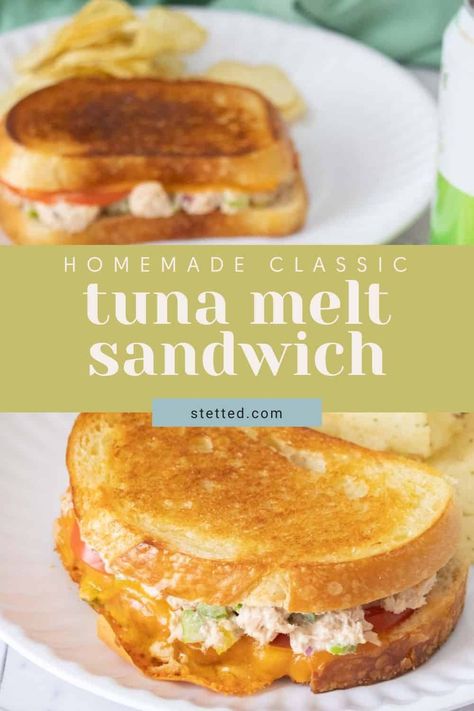 Grab the taste of a diner classic with this homemade tuna melt! With creamy tuna, crunchy celery, and melty cheese, it's one sandwich everyone craves! Hot Tuna Melt Sandwich, Grilled Tuna Sandwich Recipes, Baked Tuna Melt Sandwich, Tunamelt Sandwich Recipe, Tina Melt Sandwich, Tuna Melts Sandwich, Hot Tuna Sandwich, Easy Tuna Melt Sandwich, Tuna Bumsteads