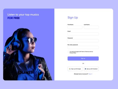 DailyUI01 Sign Up by Nodari Mekvabishvili on Dribbble Sign Up Design Website, Sign Up Web Design, Log In Ui Design Website, Web Login Page Design, Login Ui Website, Register Page Design, Login Page Design Website, Log In Page Design, Sign Up Page Design