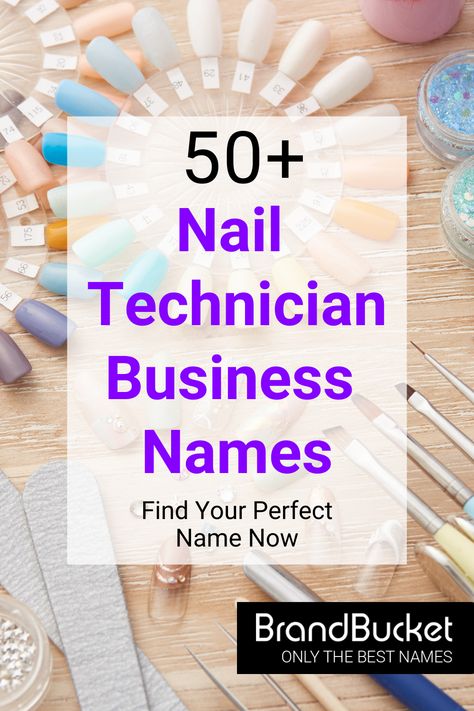 Whether you're starting a mobile nail business or opening up a salon, you need a name that reflects the quality of your work. Here you'll find 50+ catchy brand names for nail technician businesses that will have your customers looking sharp. Check out the names! nail technician business cards, nail technician business names, nail technician business, nail technician business tips, nail technician business plan, nail business names ideas, nail business from home Business Names For Nails, Cute Nail Business Names, Nail Brand Name Ideas, Names For Nails Page, Nail Business Names Ideas Unique, Nail Tech Names Ideas Business, Nail Tech Business Names, Nail Salon Names Ideas Unique, Nail Shop Names Ideas