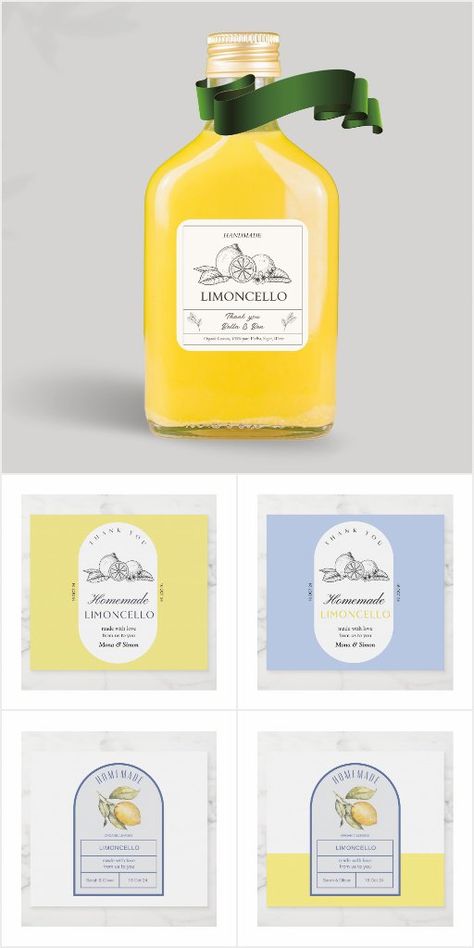 Limoncello Labels Printable Free, Limoncello Labels, Bridal Couple, Bottle Labels, Label Design, Liqueur, Packaging Design, Design